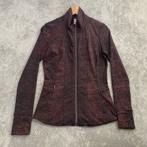 Athleta Shanti Jacquard Jacket Womens Small Full Zip Antique Burgundy Athleisure